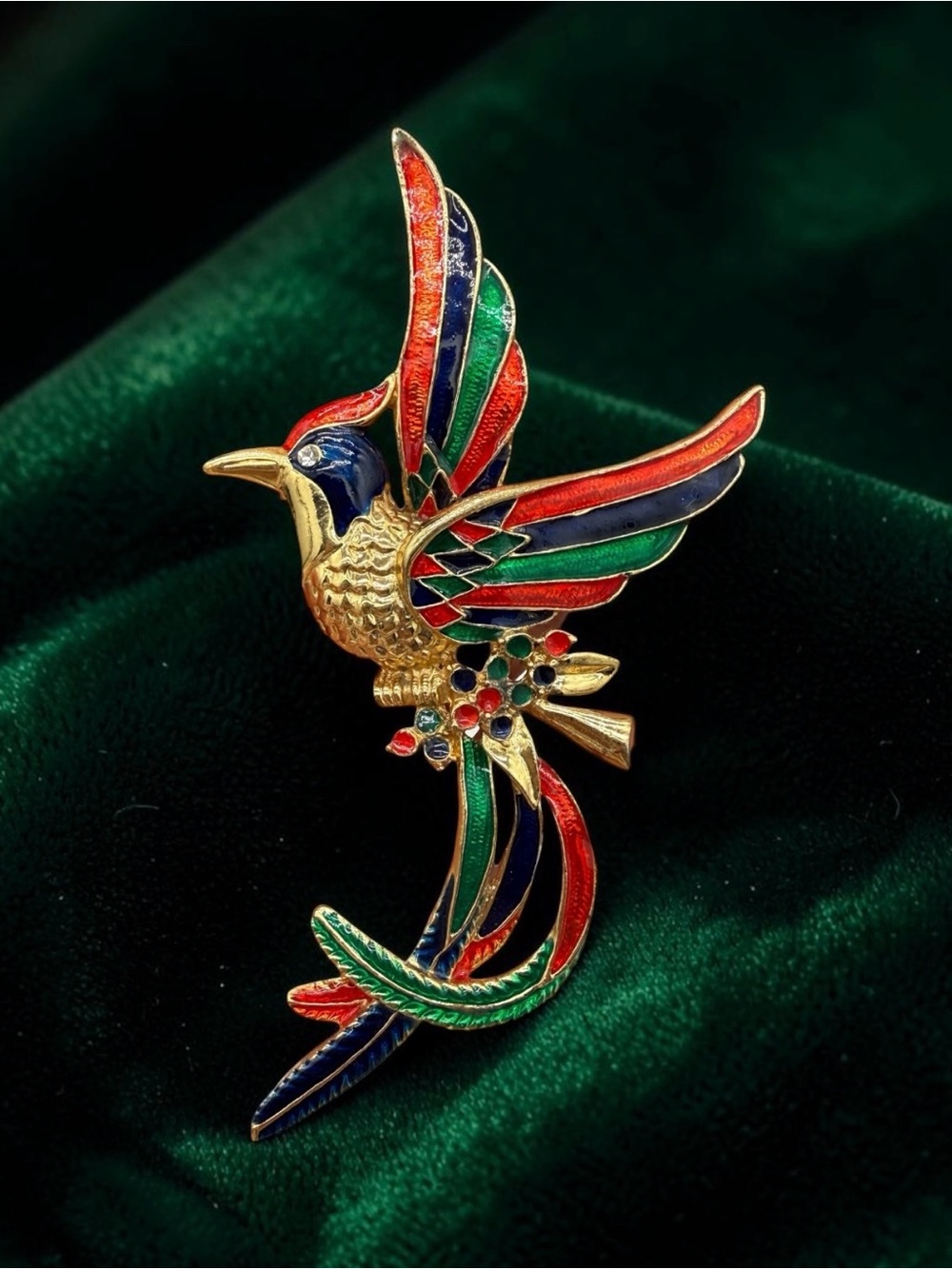 Vintage Massive 6” Guilloche Bird of Paradise Brooch- Half a Foot Long!